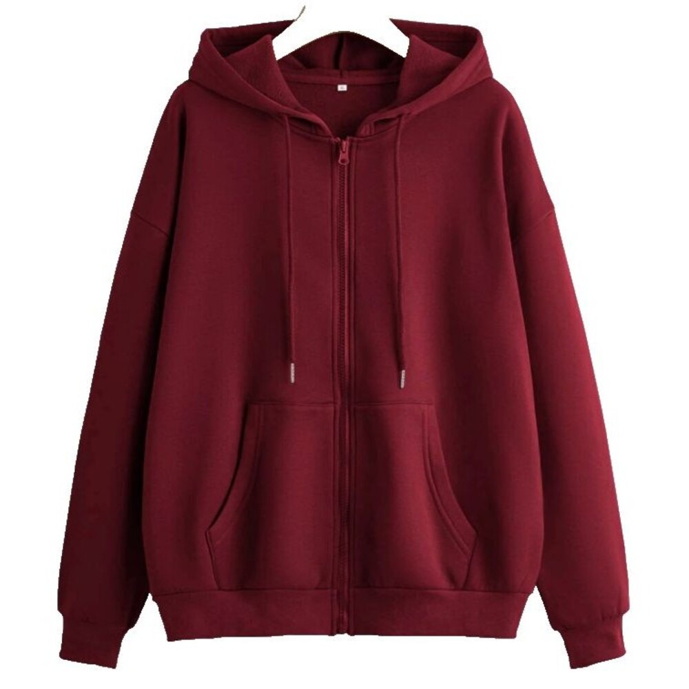 SHEIN EZwear Solid Zip Up Drawstring Thermal Lined Hoodie Size Large